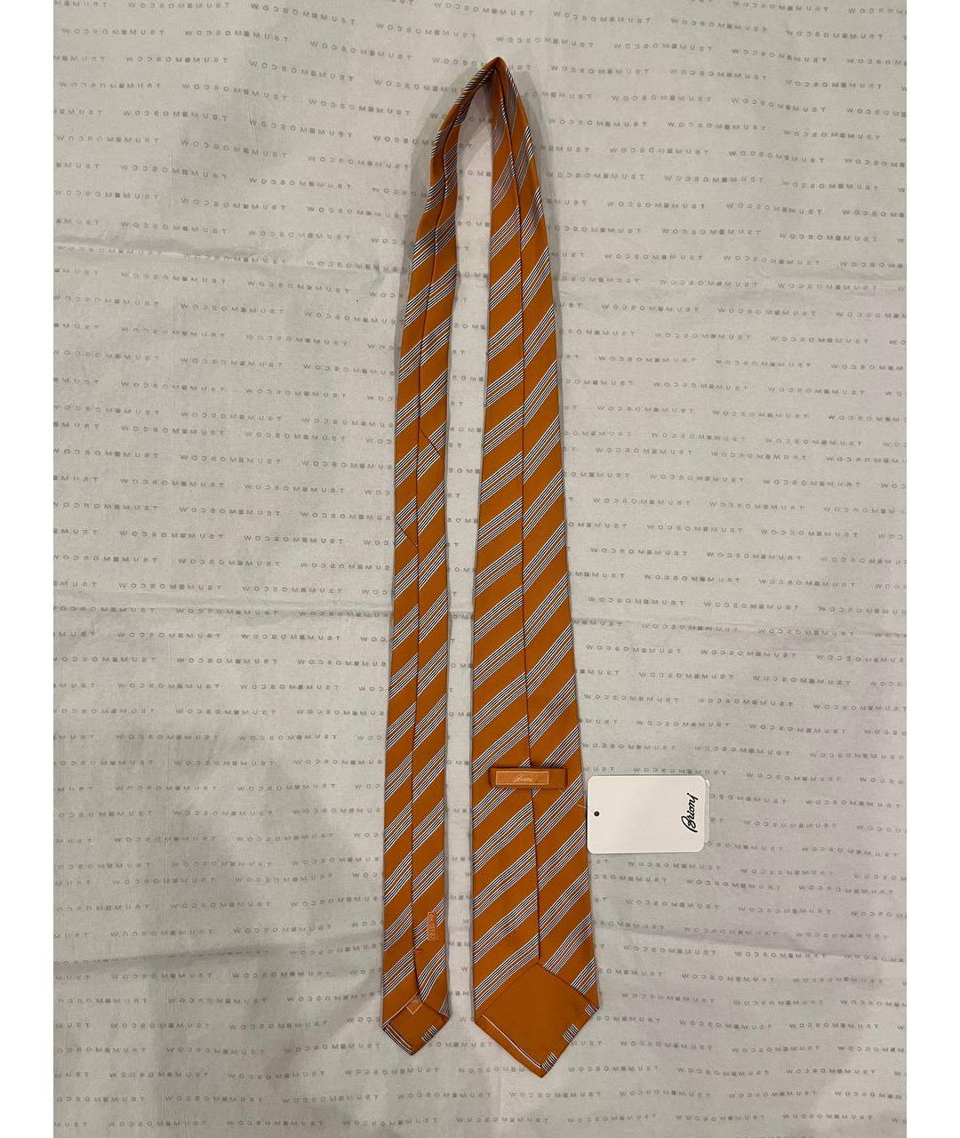 BRIONI Оранжевый шелковый галстук, фото 7