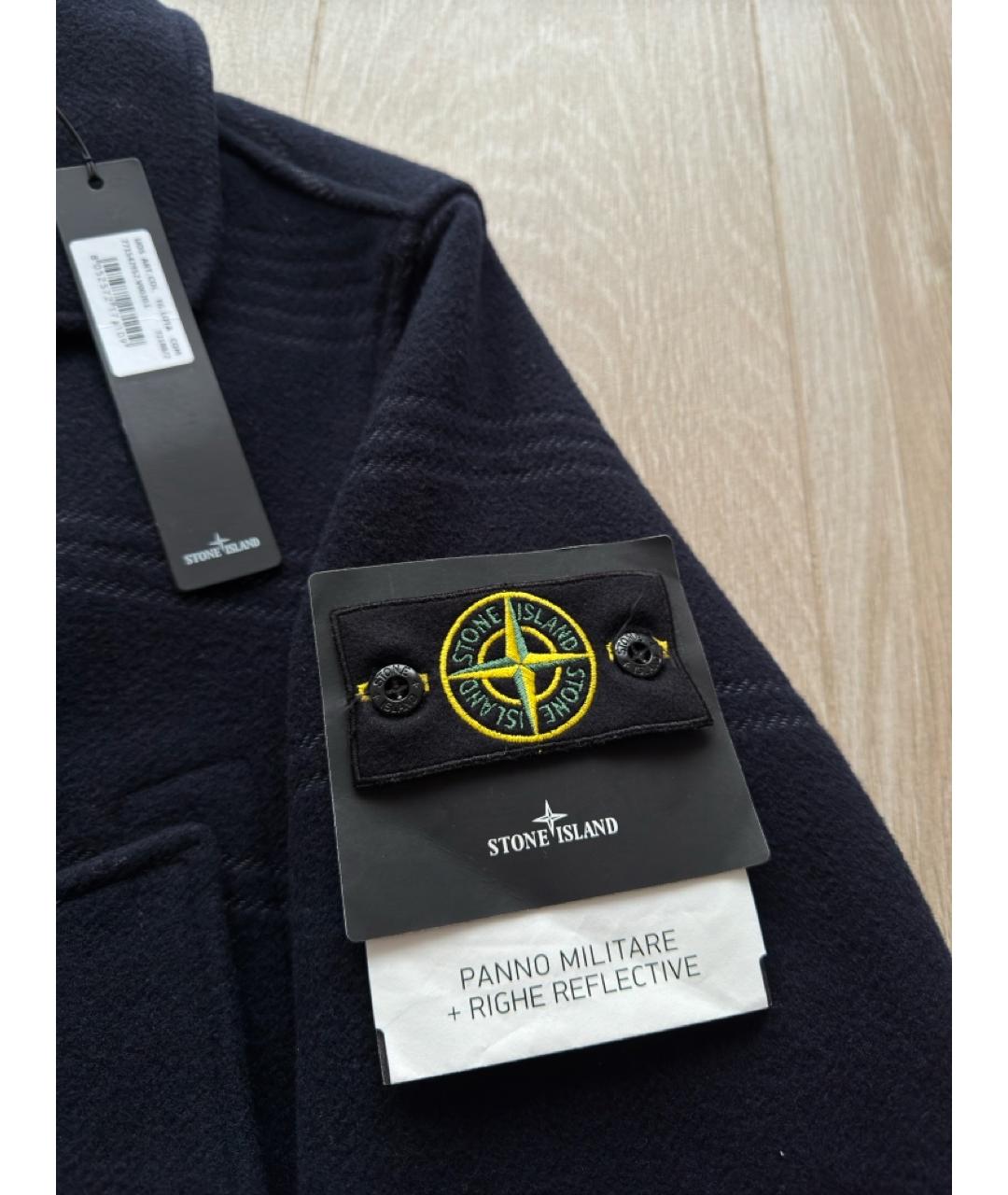 STONE ISLAND Синее шерстяное пальто, фото 4