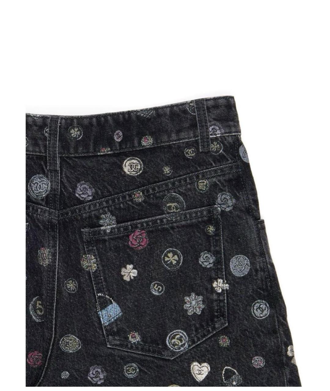 CHANEL Черные хлопковые прямые джинсы, фото 3