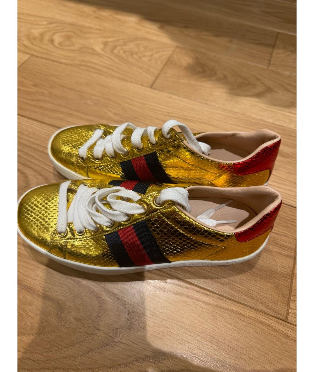 GUCCI Золотые кеды, фото 5
