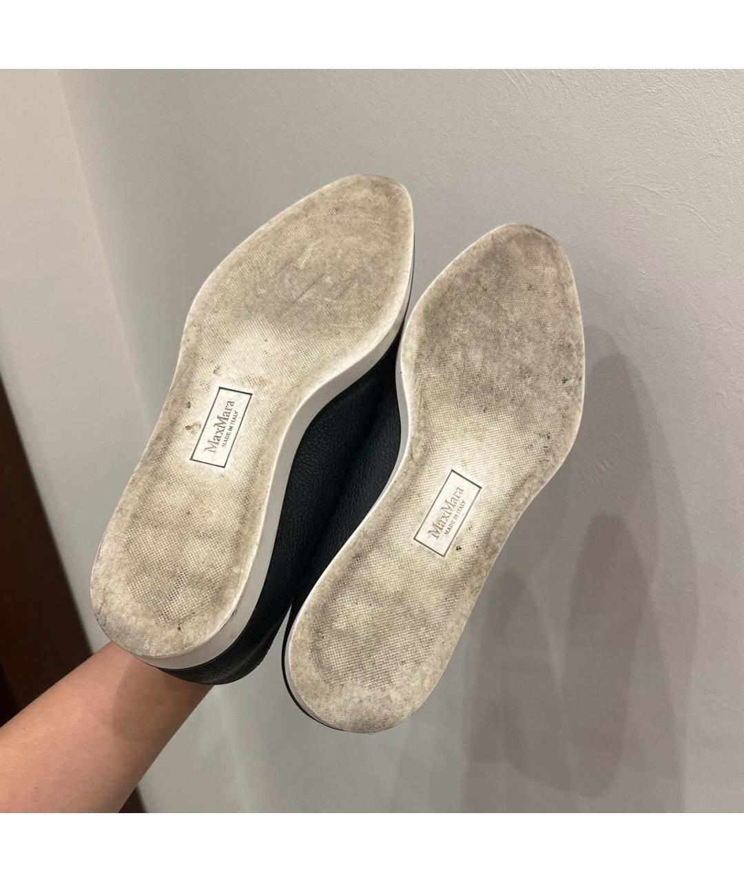 MAX MARA Черные кожаные лоферы, фото 4