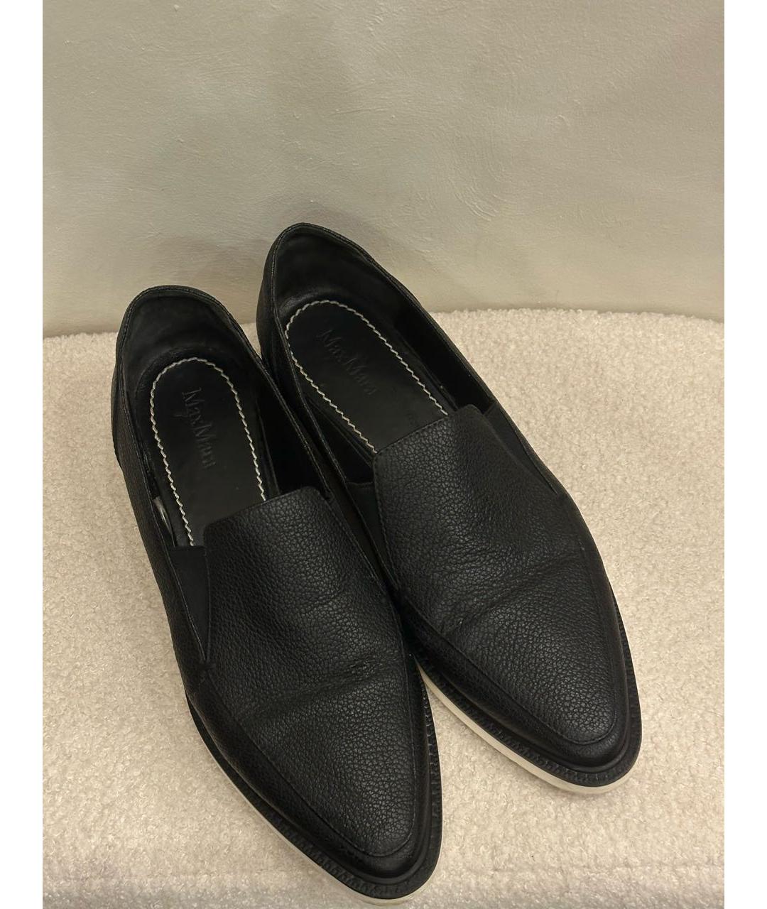 MAX MARA Черные кожаные лоферы, фото 3