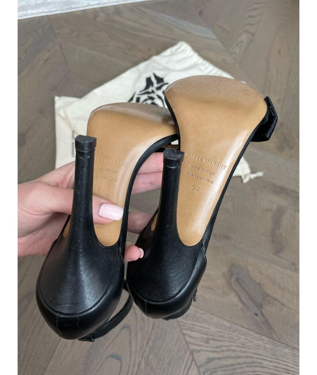 ISABEL MARANT Черные кожаные босоножки, фото 4