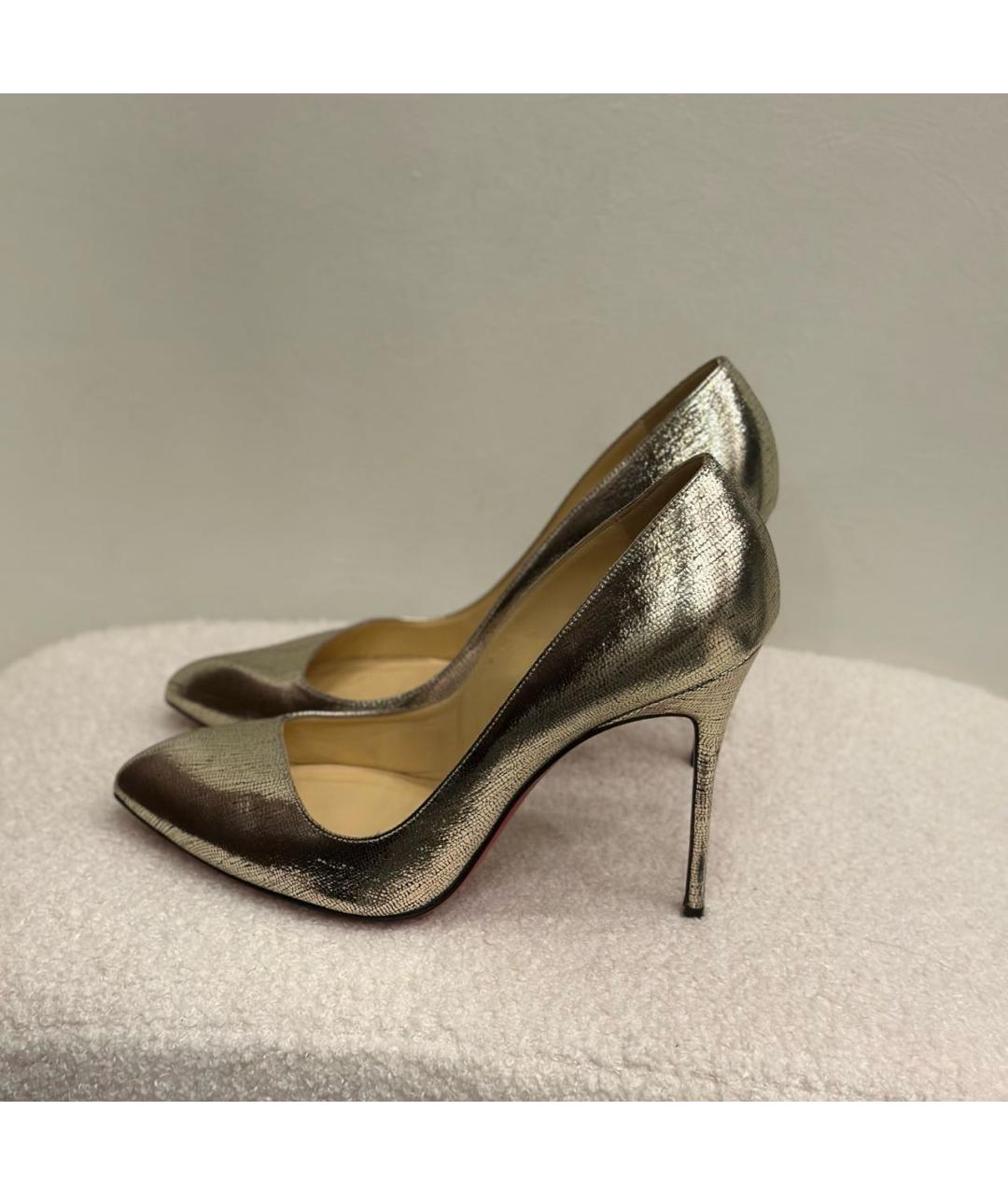 CHRISTIAN LOUBOUTIN Золотые кожаные туфли, фото 4