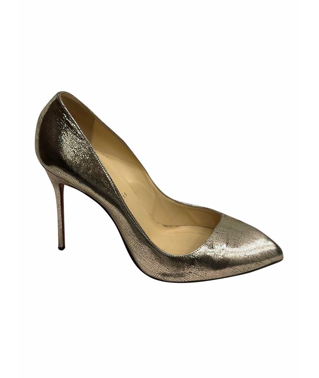 CHRISTIAN LOUBOUTIN Золотые кожаные туфли, фото 1