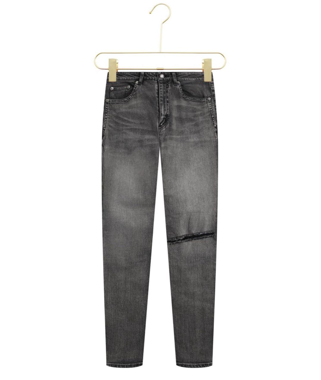 SAINT LAURENT Антрацитовые хлопковые прямые джинсы, фото 2