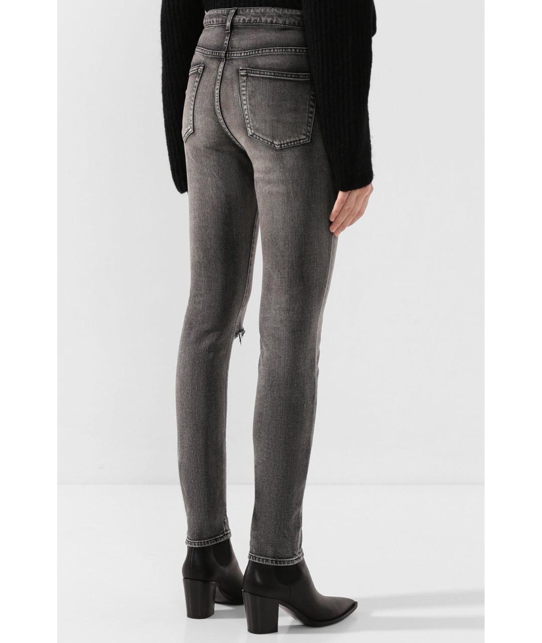 SAINT LAURENT Антрацитовые хлопковые прямые джинсы, фото 7