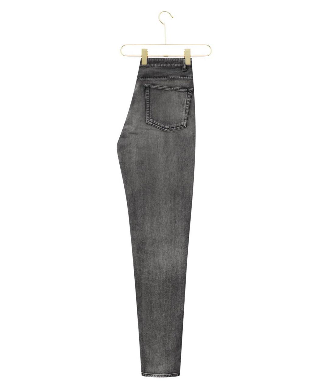 SAINT LAURENT Антрацитовые хлопковые прямые джинсы, фото 3