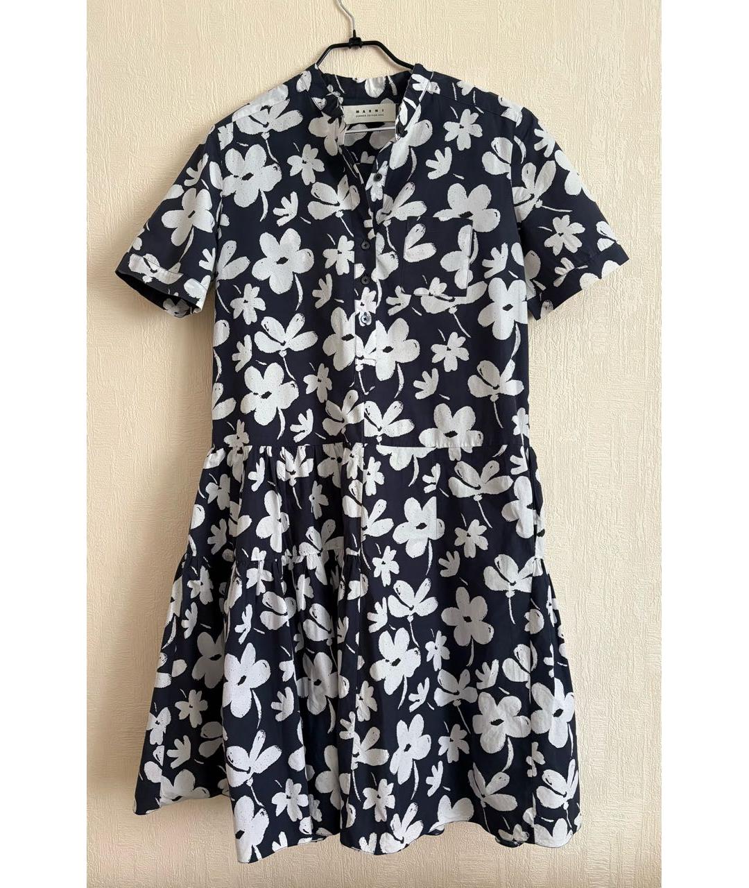 MARNI Темно-синее хлопковое повседневное платье, фото 7