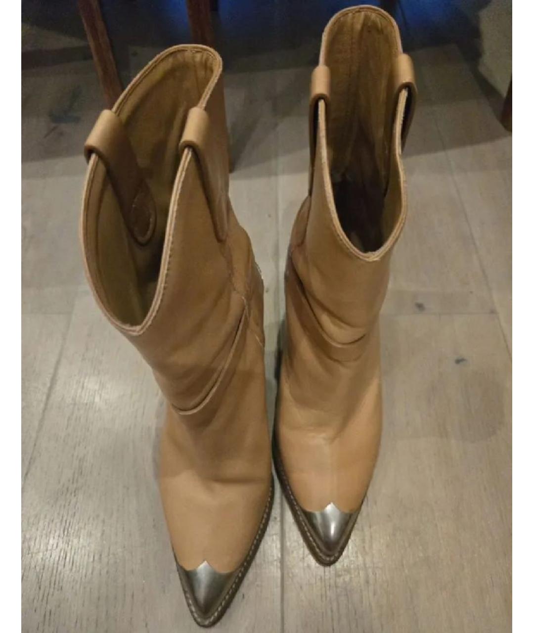 ISABEL MARANT Горчичные кожаные ботильоны, фото 2