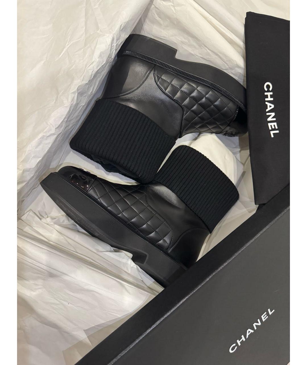 CHANEL Черные кожаные ботинки, фото 6