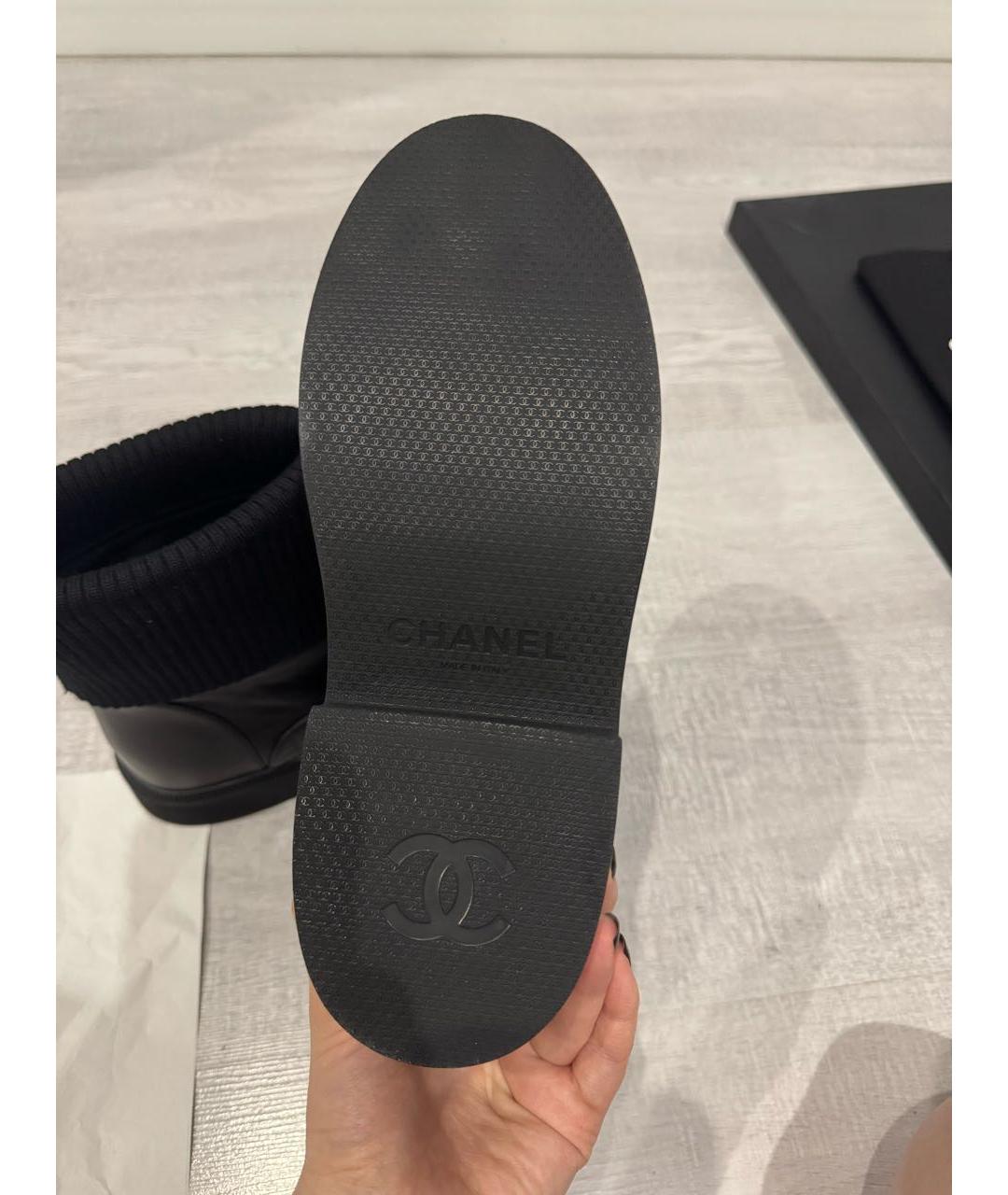 CHANEL Черные кожаные ботинки, фото 7