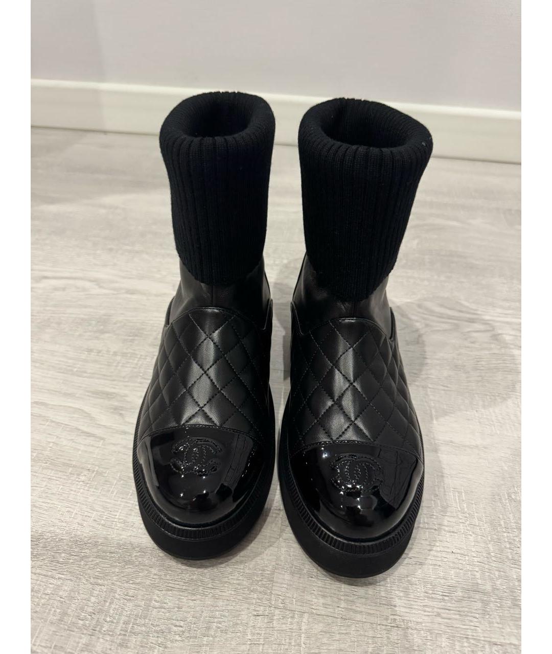 CHANEL Черные кожаные ботинки, фото 2