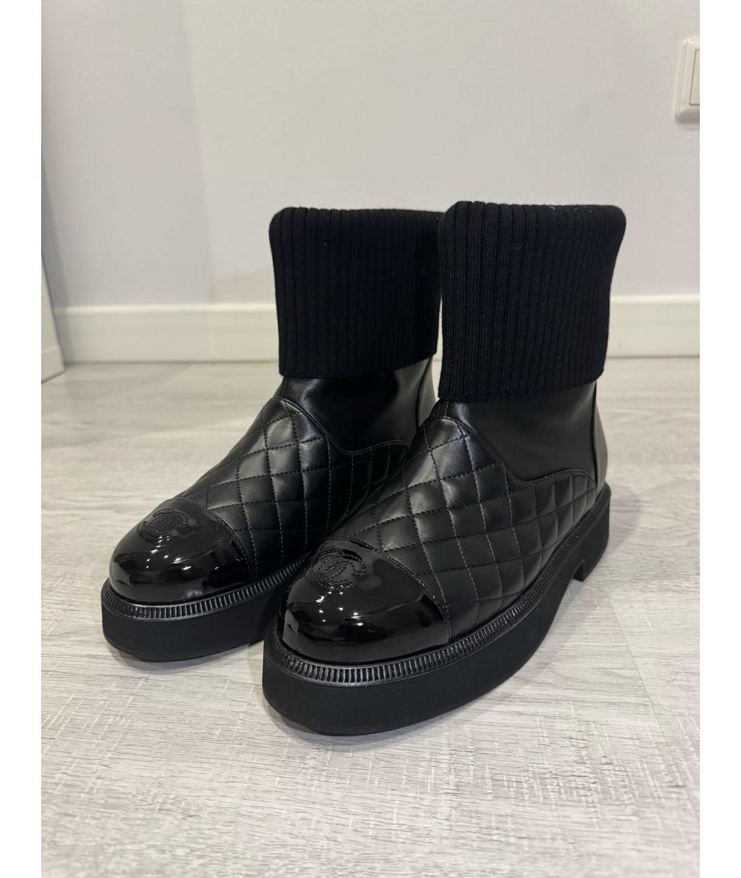 CHANEL Черные кожаные ботинки, фото 3