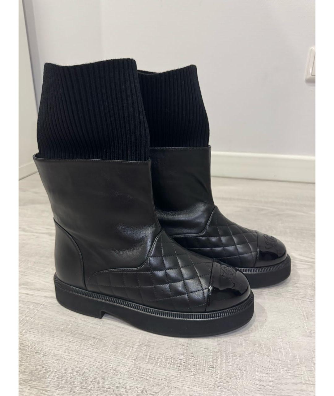 CHANEL Черные кожаные ботинки, фото 5