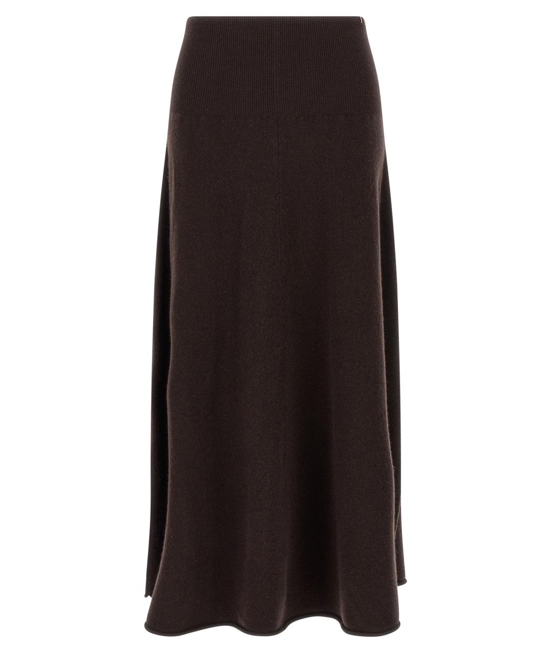 EXTREME CASHMERE Коричневая кашемировая юбка миди, фото 1