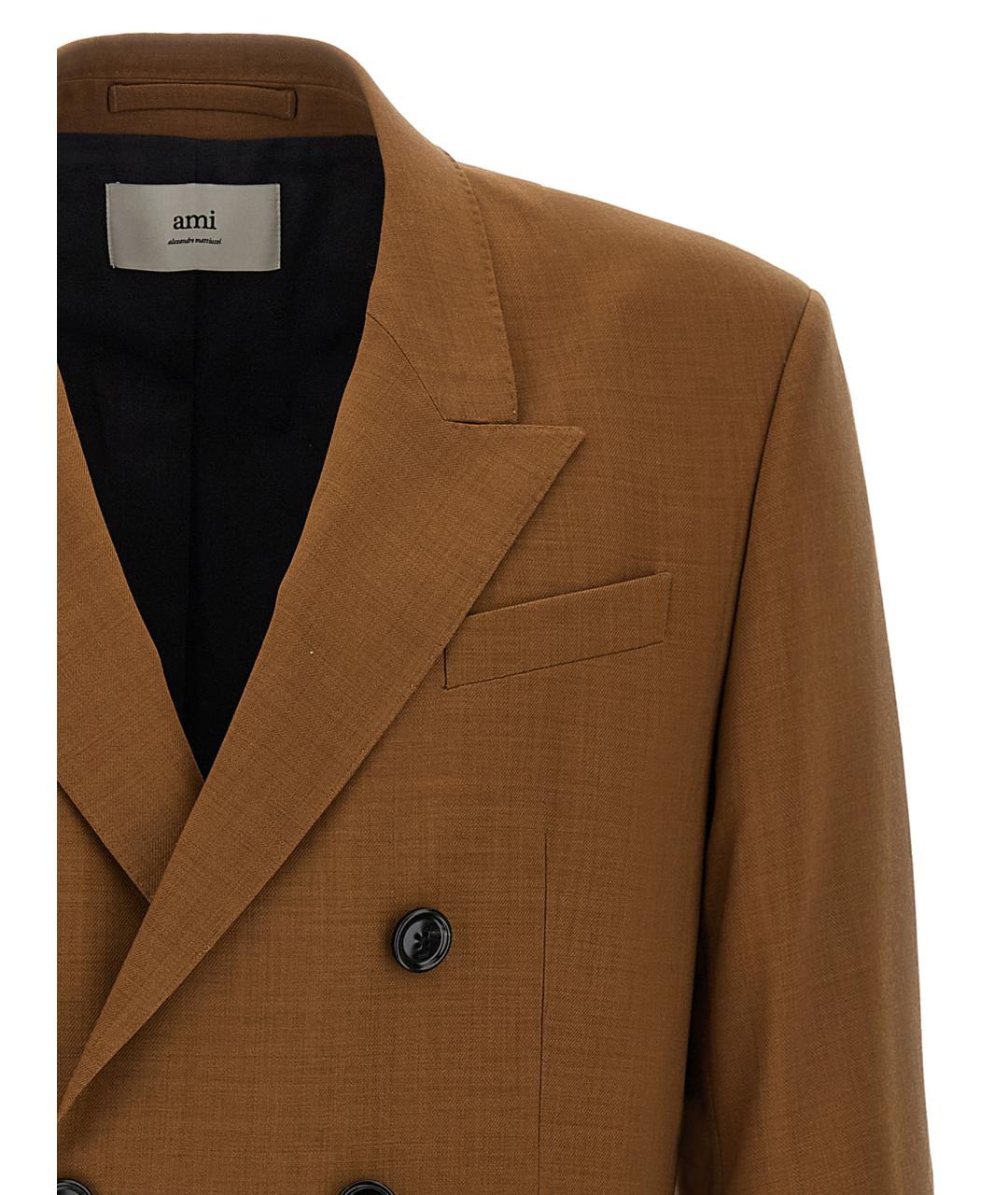 Ami Paris Коричневый шерстяной пиджак, фото 3