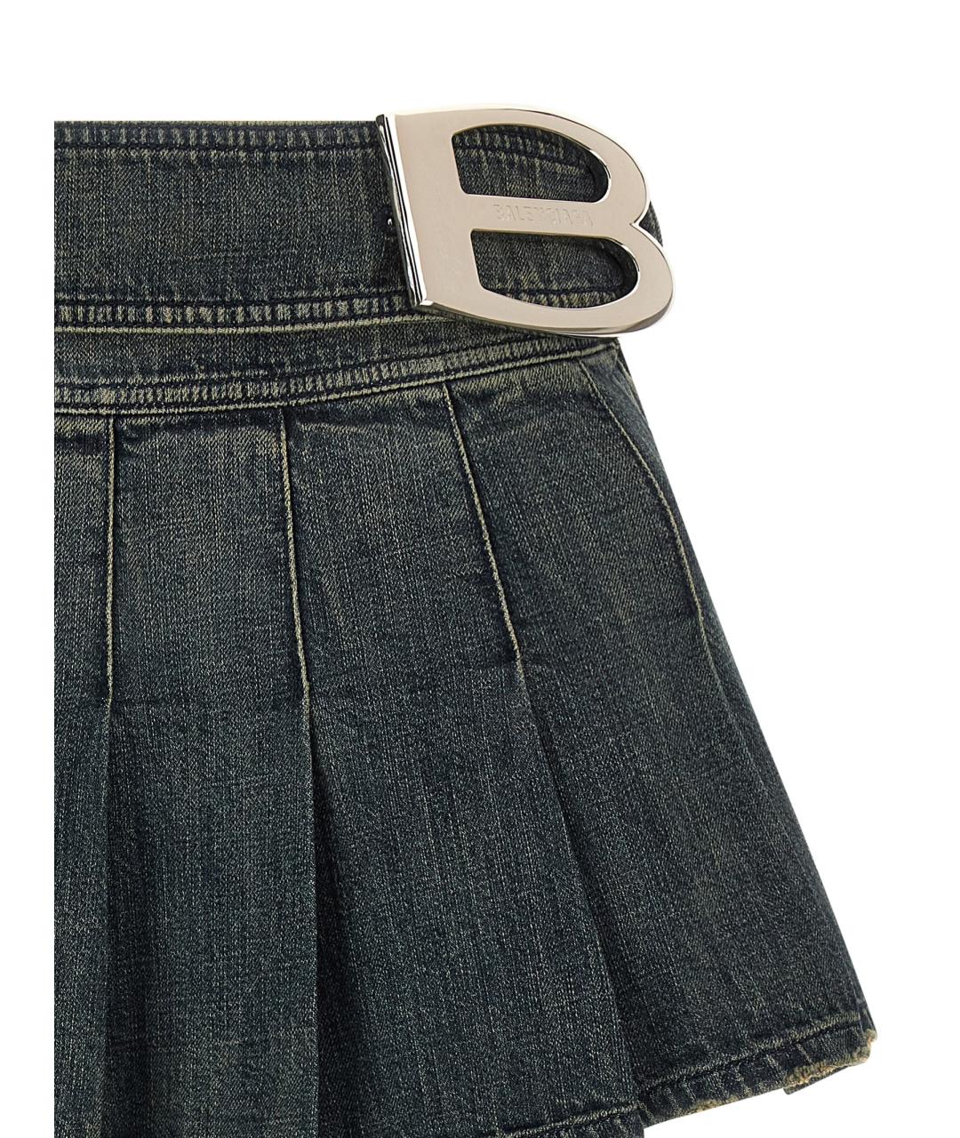 BALENCIAGA Синяя хлопковая юбка мини, фото 3