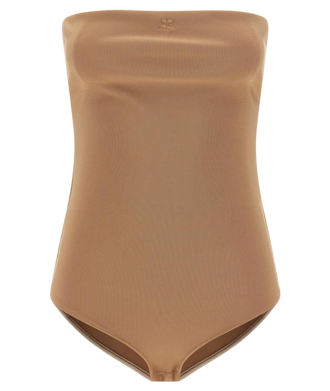 COURREGES Бежевое вискозное боди, фото 1