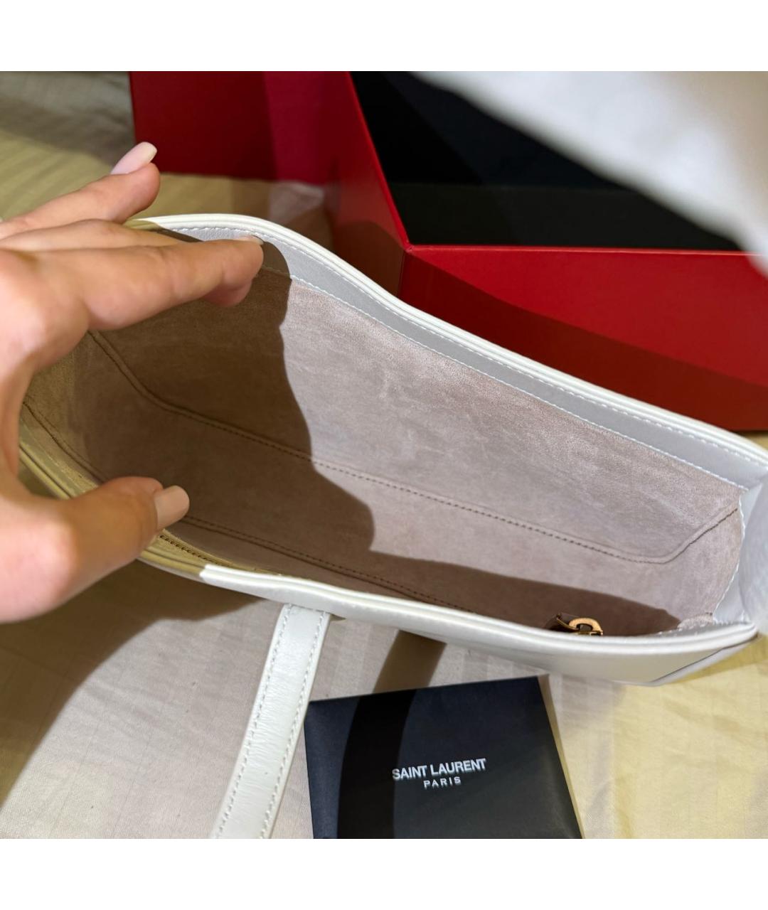 SAINT LAURENT Белая сумка с короткими ручками, фото 6