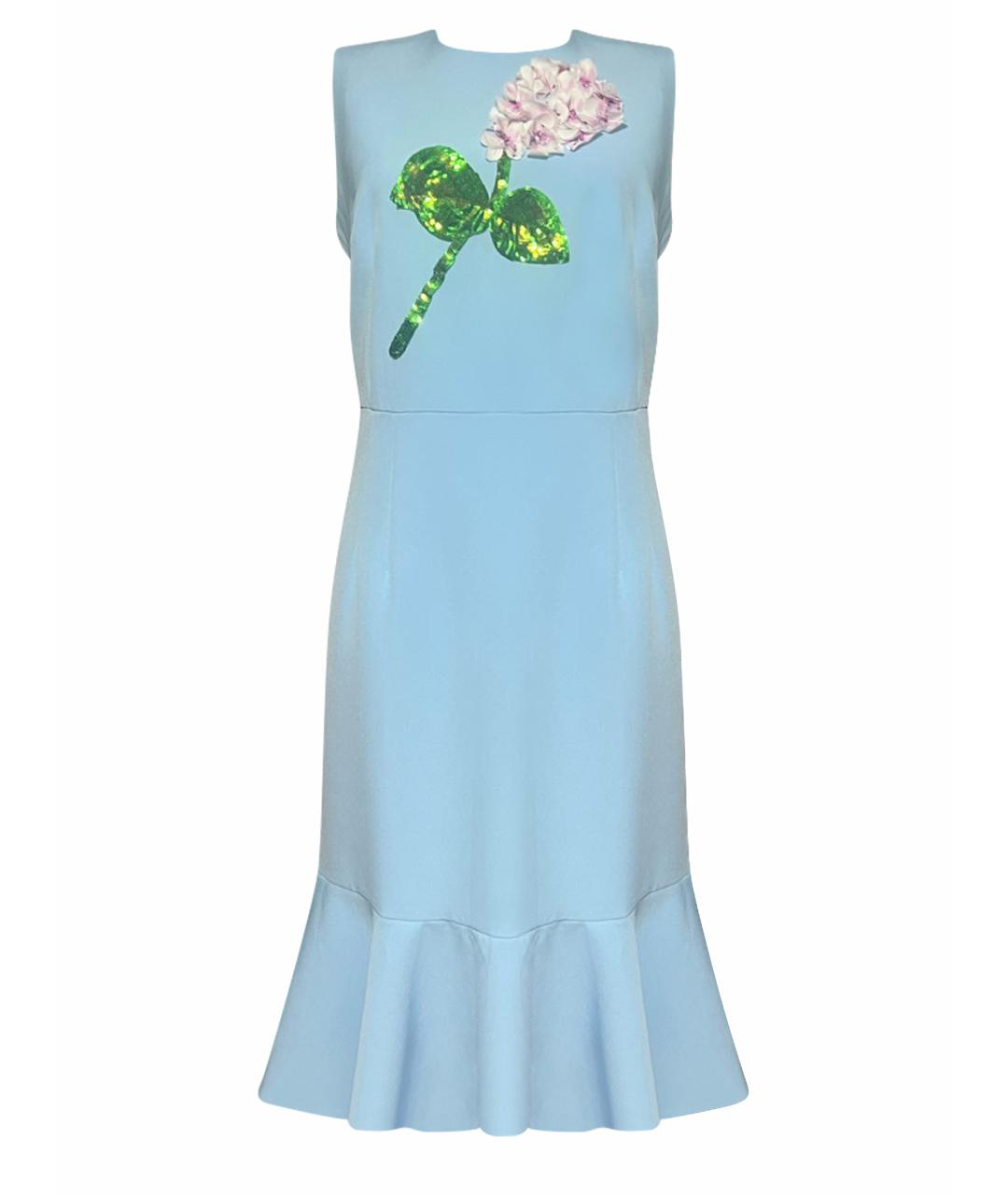 DOLCE&GABBANA Голубое шелковое коктейльное платье, фото 1