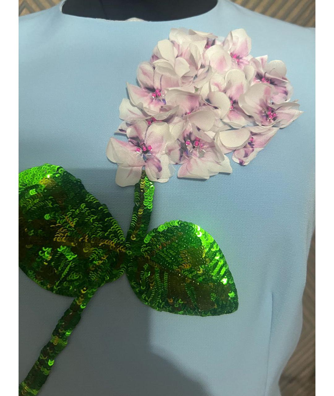 DOLCE&GABBANA Голубое шелковое коктейльное платье, фото 4