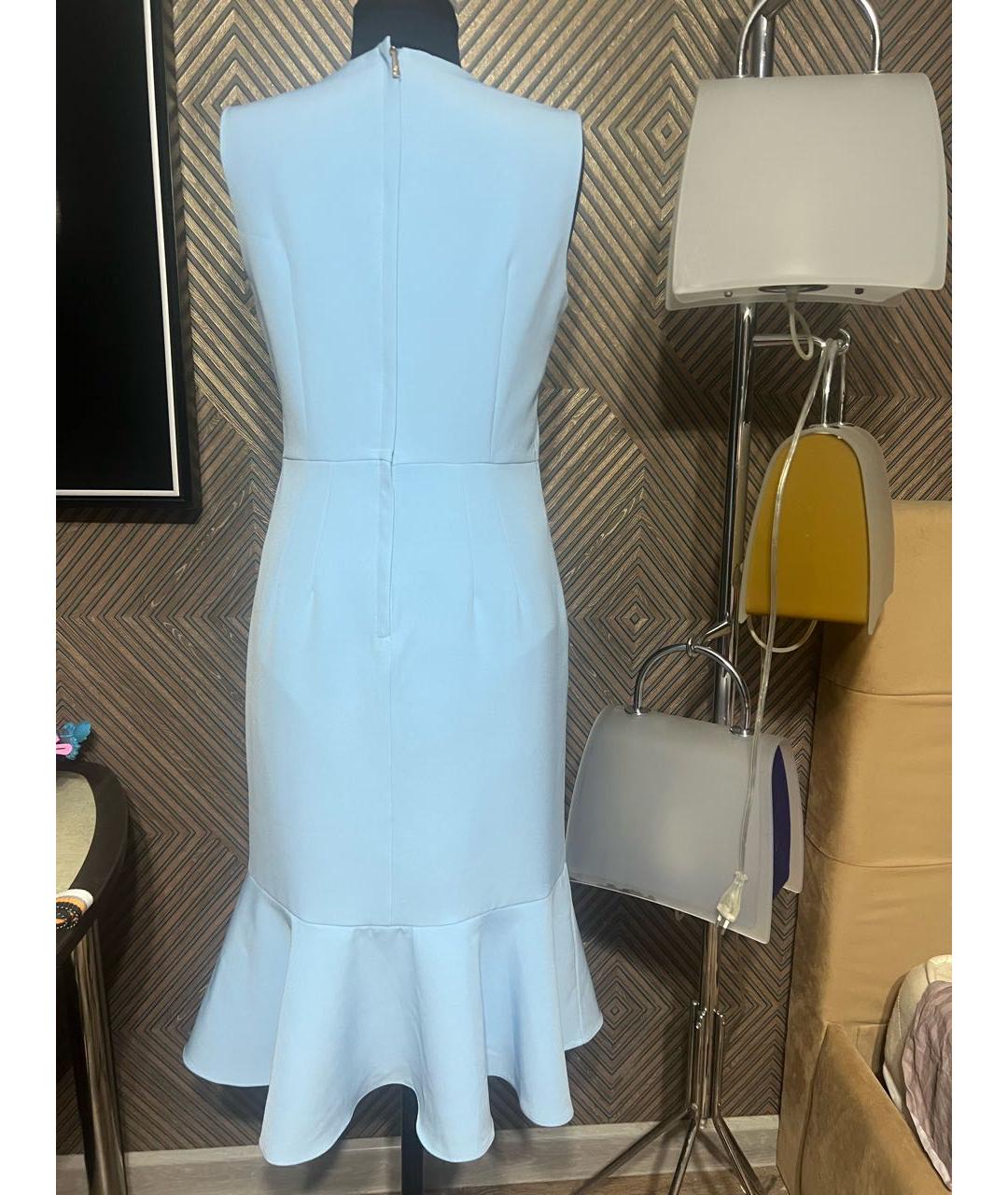 DOLCE&GABBANA Голубое шелковое коктейльное платье, фото 2
