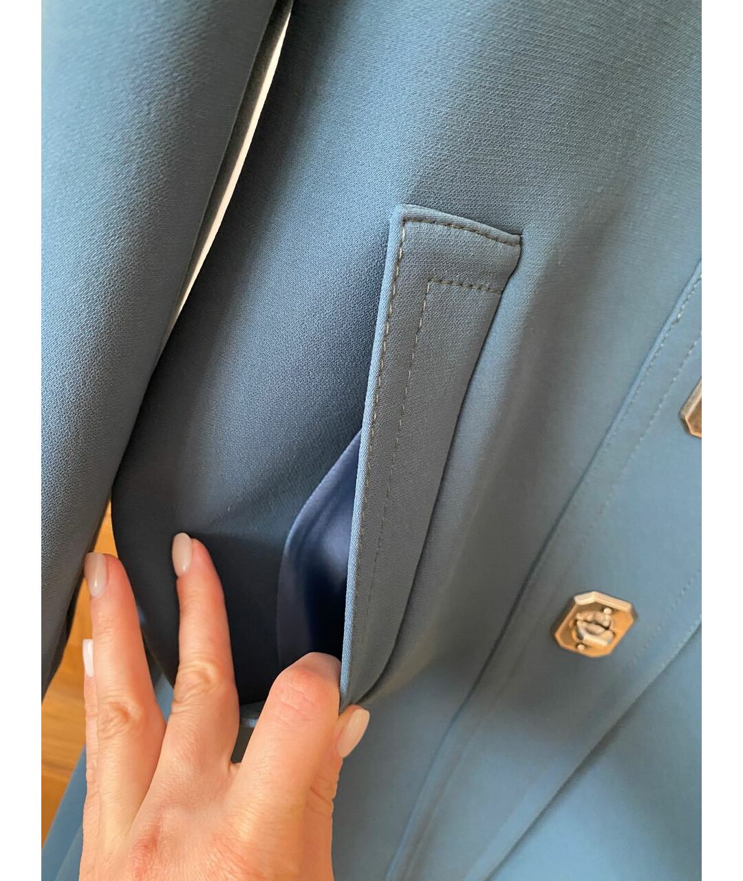 GUCCI Голубое полиэстеровое пальто, фото 5