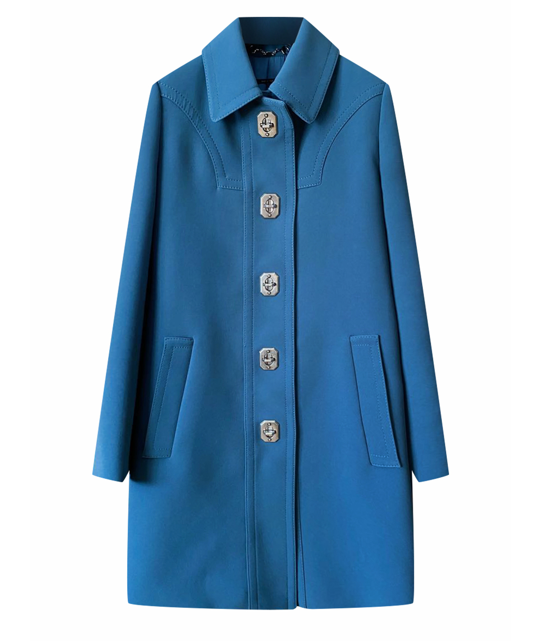 GUCCI Голубое полиэстеровое пальто, фото 1