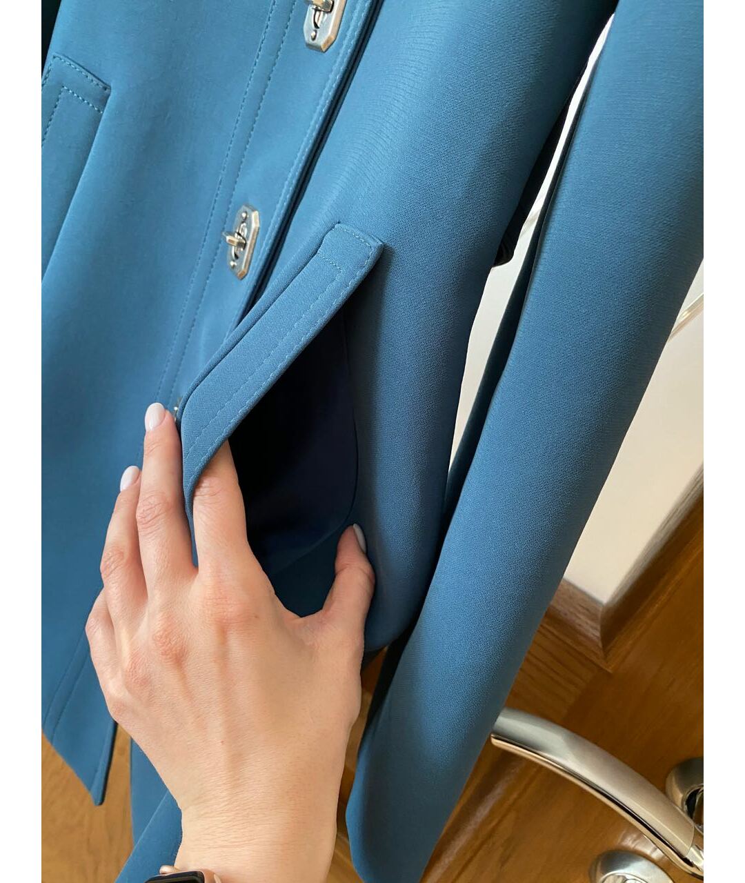 GUCCI Голубое полиэстеровое пальто, фото 6