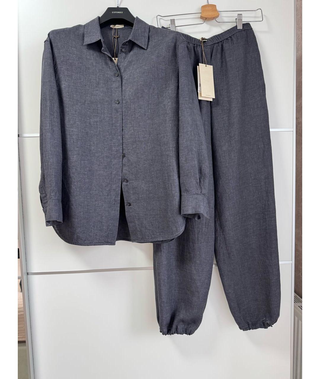 12 STOREEZ Серый льняной костюм с брюками, фото 3