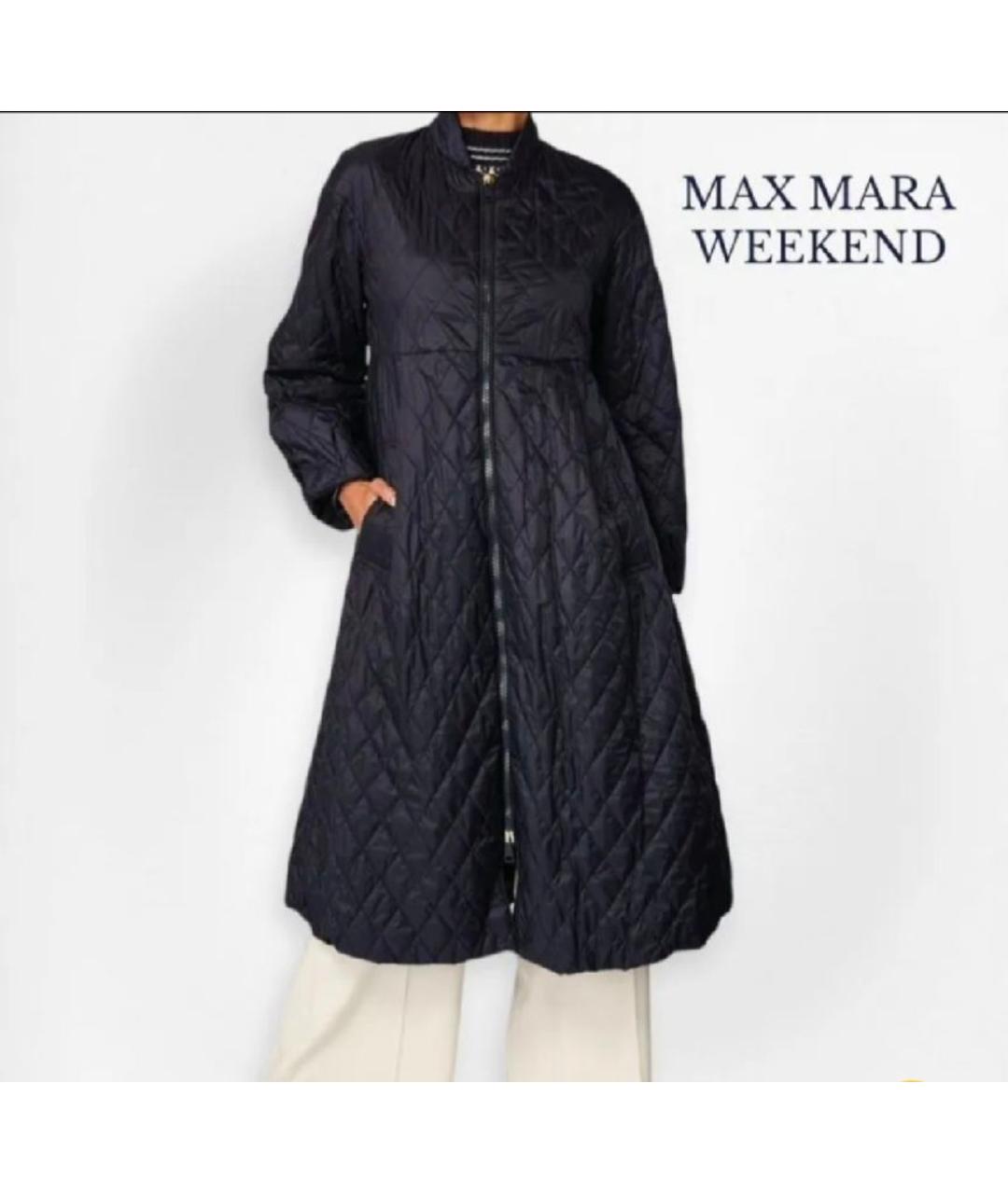 WEEKEND MAX MARA Темно-синяя полиэстеровая куртка, фото 7