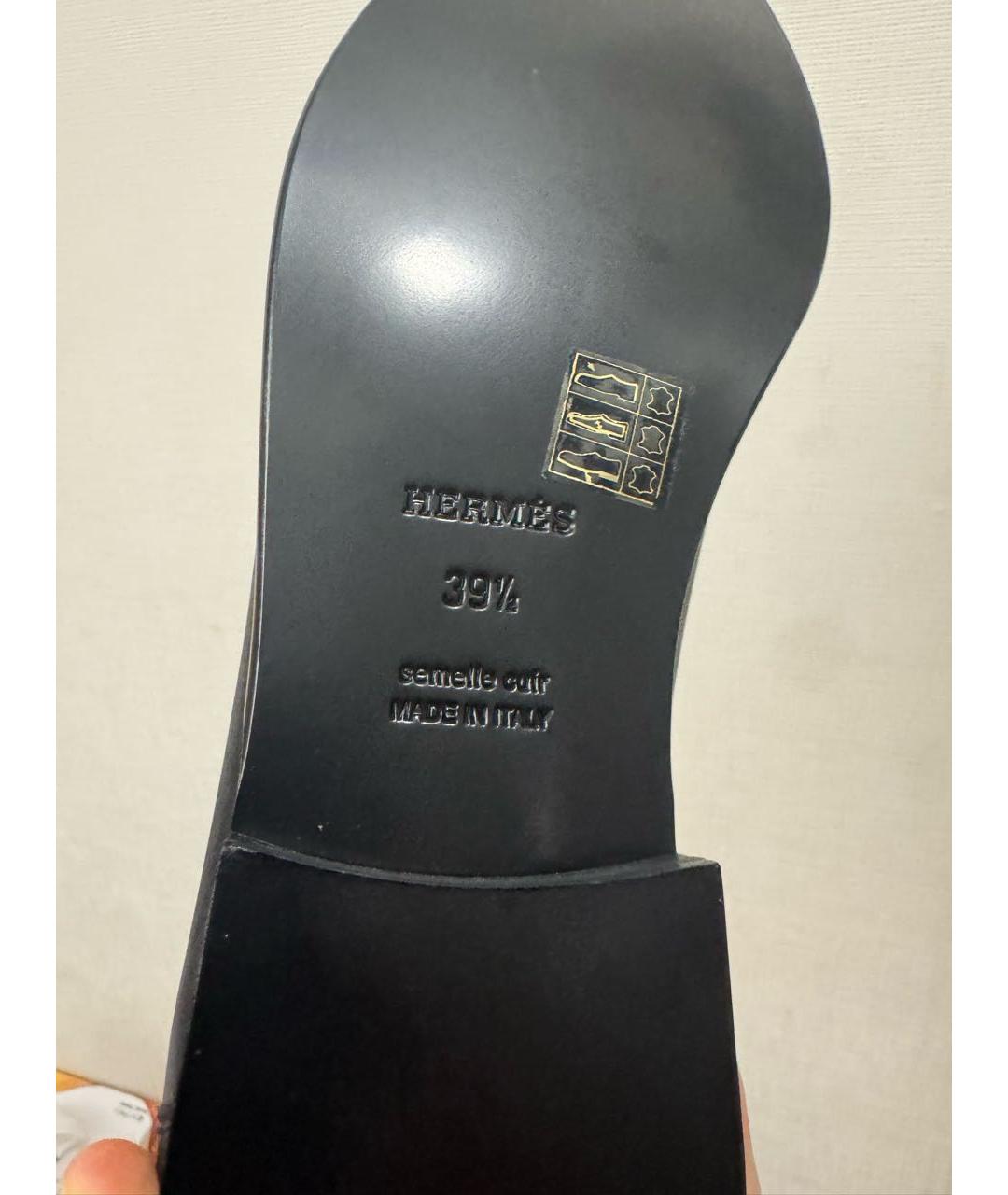 HERMES Черные кожаные лоферы, фото 3