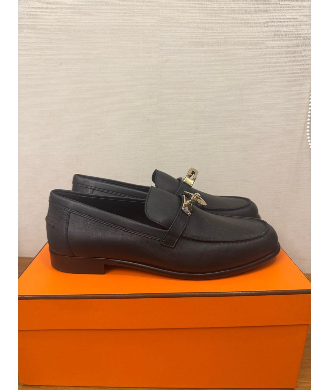 HERMES Черные кожаные лоферы, фото 4