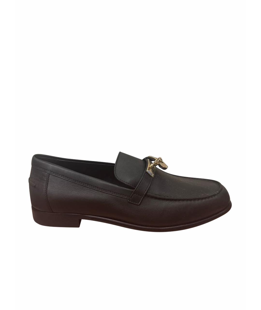 HERMES Черные кожаные лоферы, фото 1