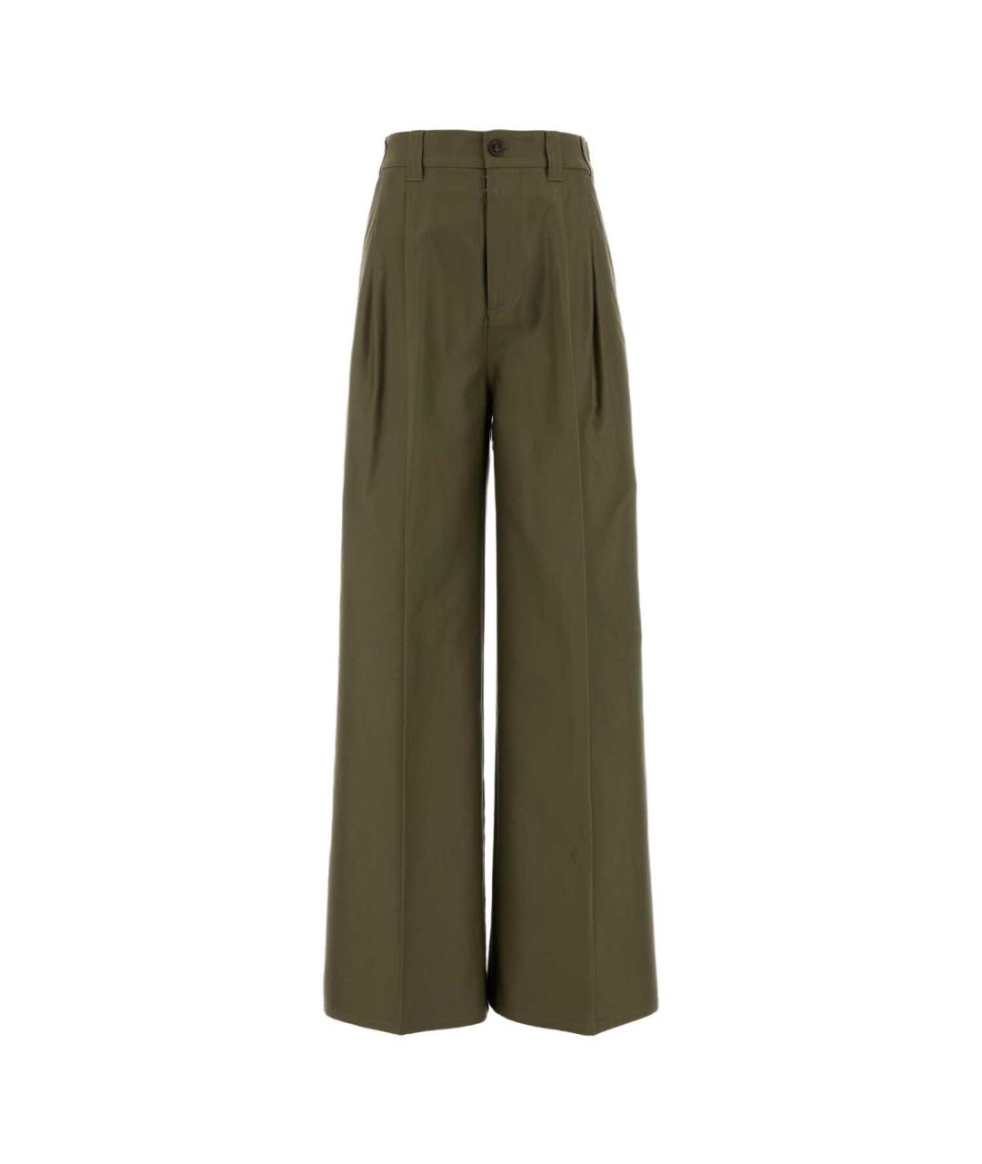MAISON MARGIELA Зеленые хлопковые прямые брюки, фото 1