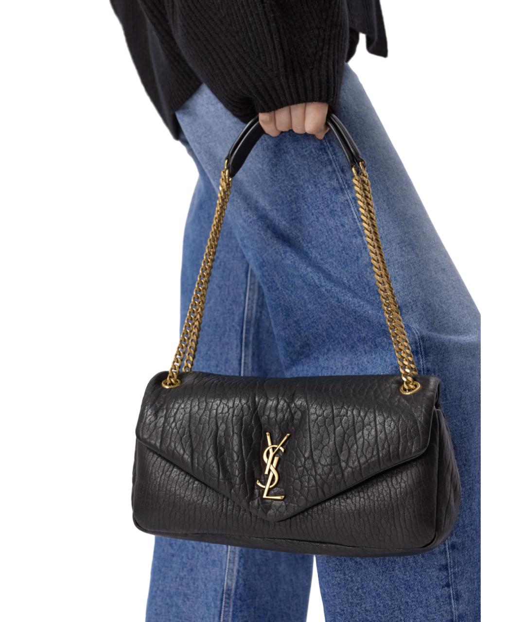 SAINT LAURENT Черная кожаная сумка через плечо, фото 2