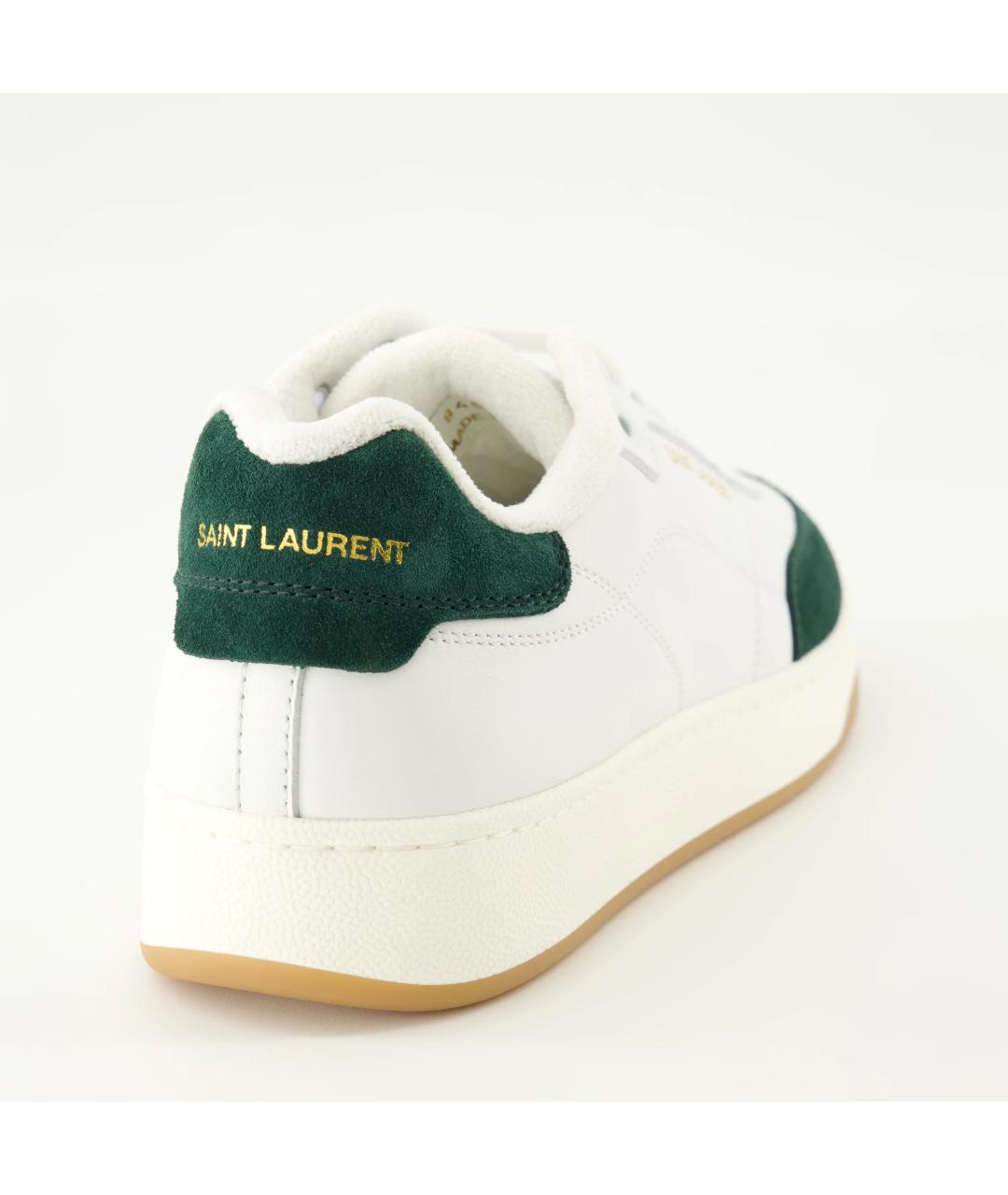 SAINT LAURENT Белые кожаные низкие кроссовки / кеды, фото 4