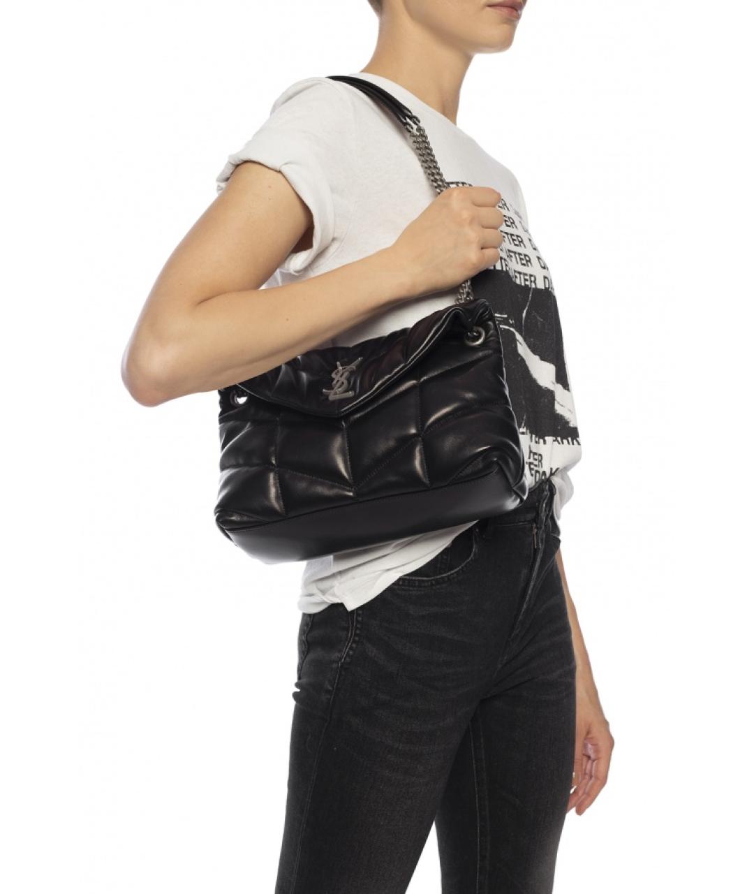 SAINT LAURENT Черная кожаная сумка через плечо, фото 2