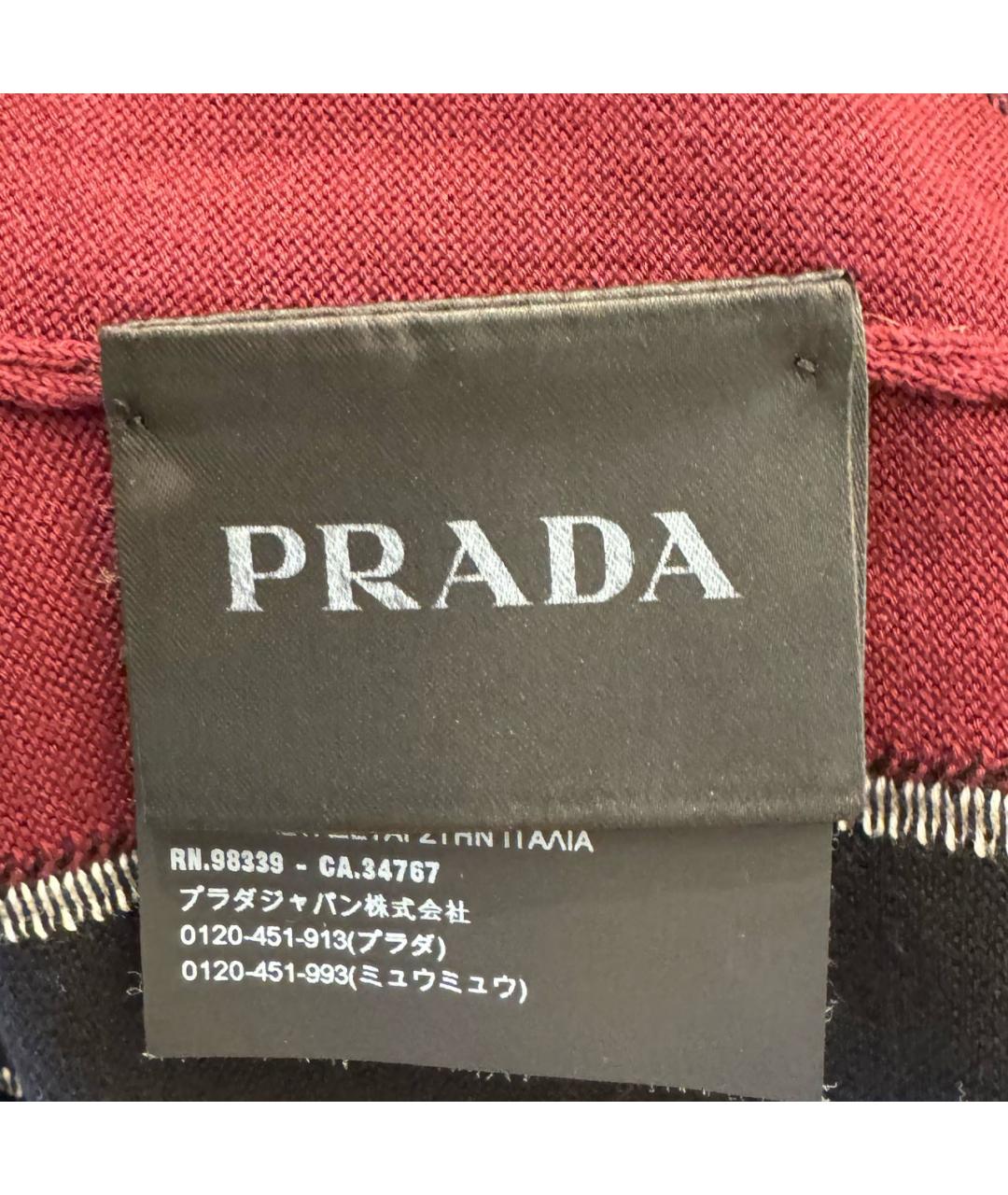 PRADA Бордовое хлопковое поло с коротким рукавом, фото 4