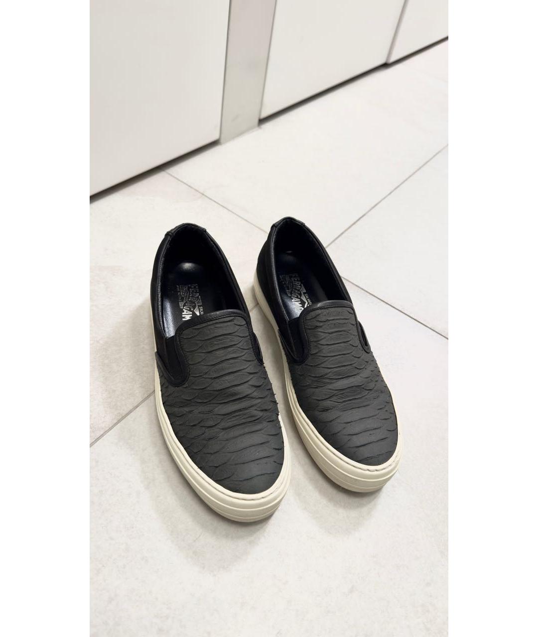 FERRAGAMO Синие кожаные мокасины, фото 2