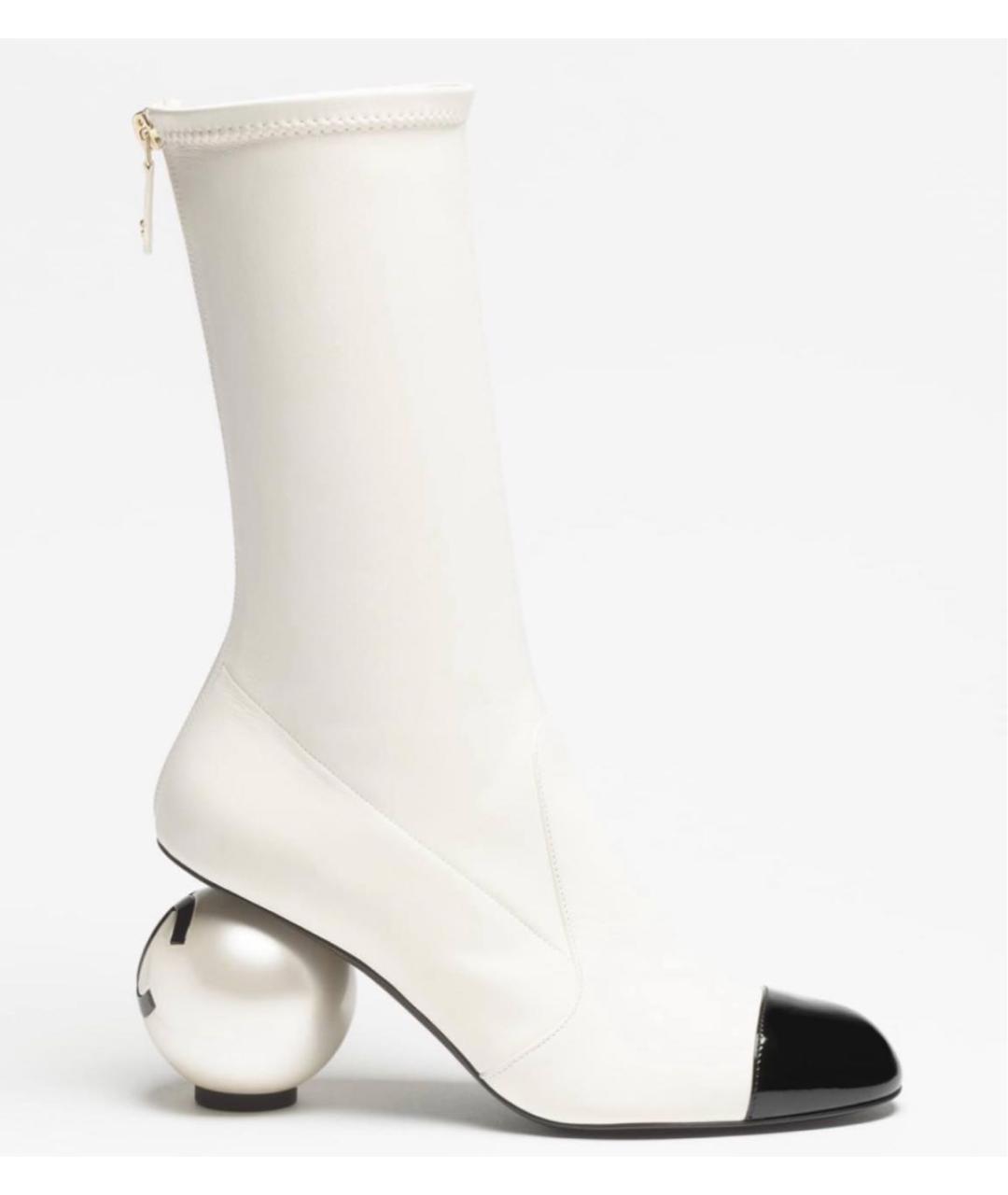 CHANEL Белые кожаные полусапоги, фото 7