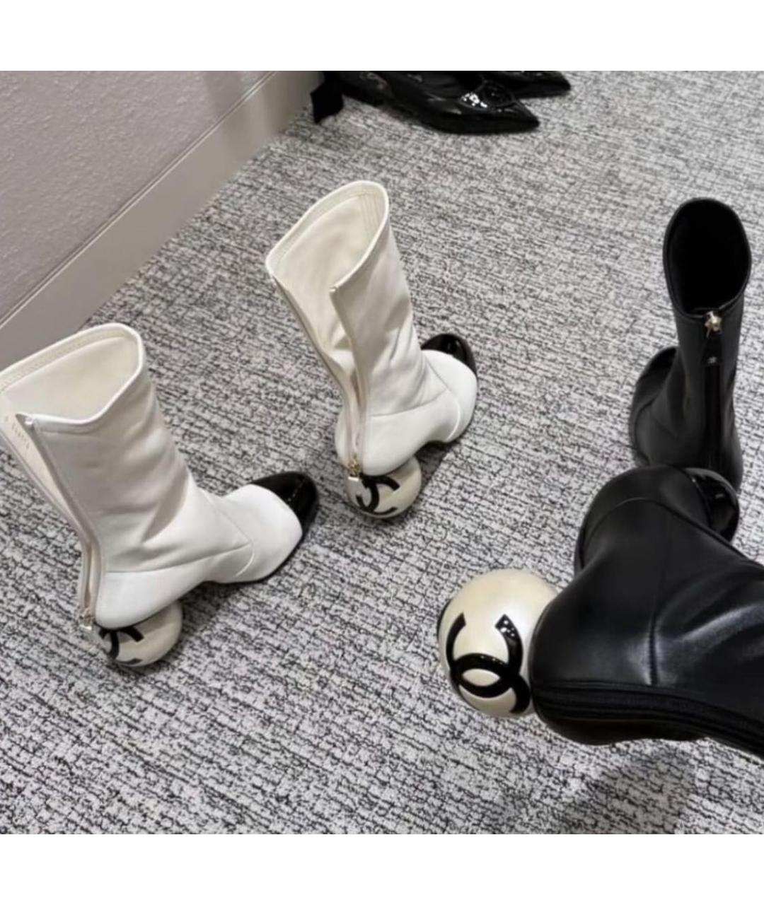 CHANEL Белые кожаные полусапоги, фото 6