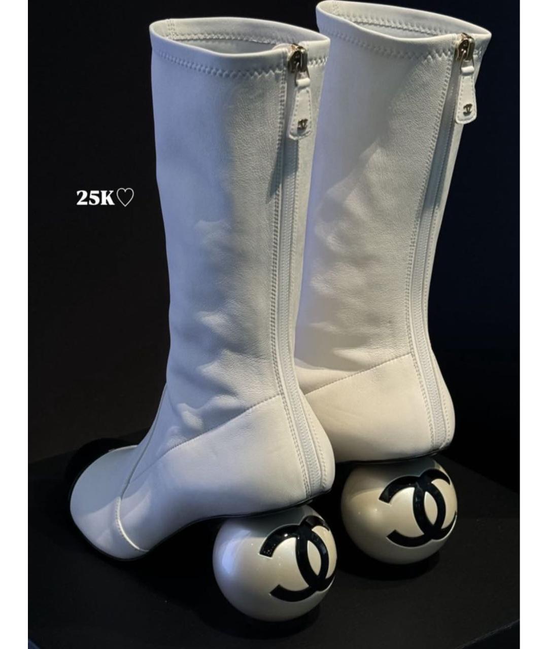 CHANEL Белые кожаные полусапоги, фото 4