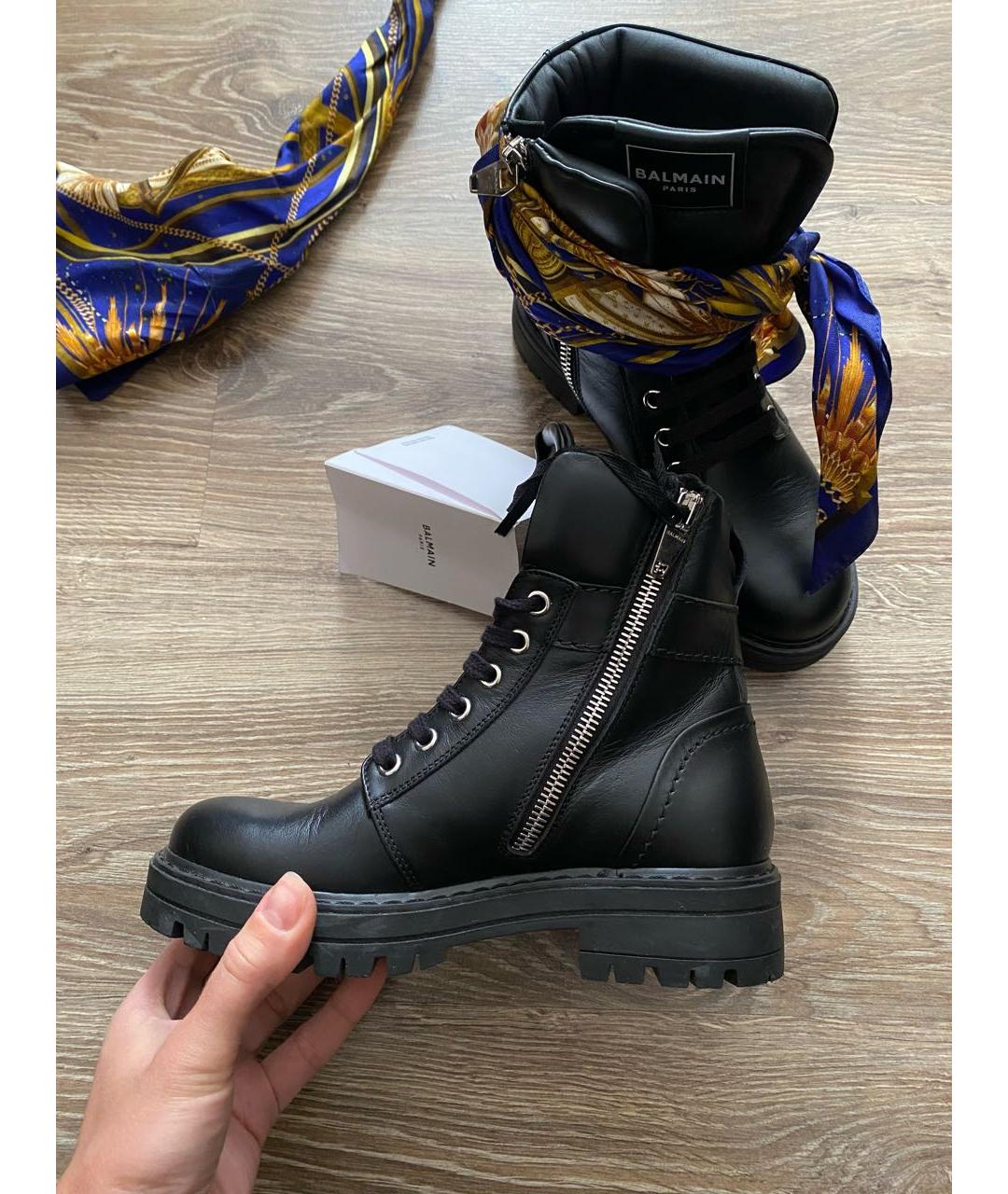 BALMAIN Черные кожаные ботинки, фото 6