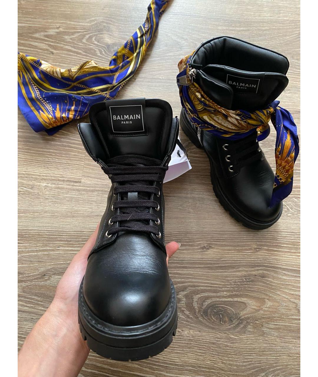 BALMAIN Черные кожаные ботинки, фото 5