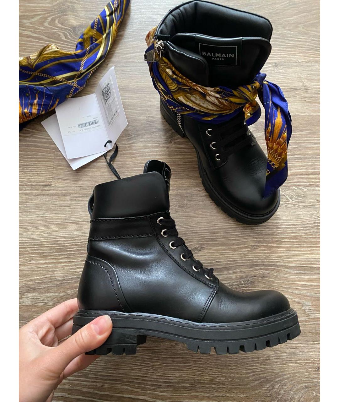 BALMAIN Черные кожаные ботинки, фото 4