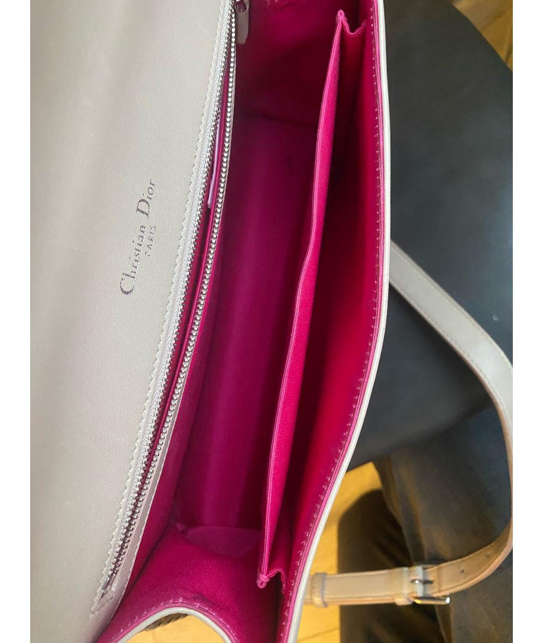 CHRISTIAN DIOR Бежевая кожаная сумка через плечо, фото 4