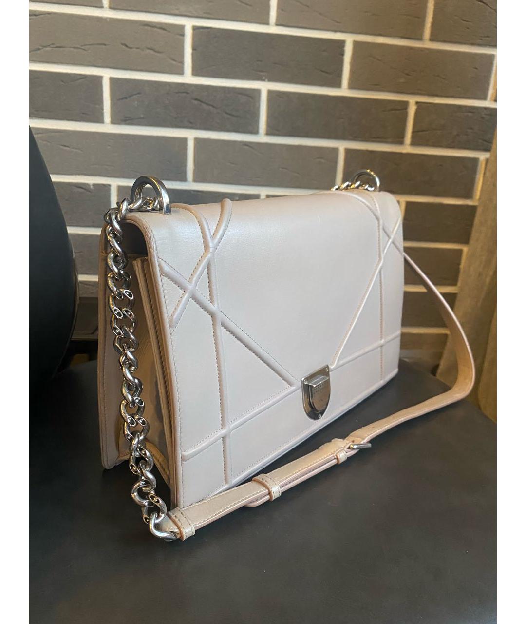 CHRISTIAN DIOR Бежевая кожаная сумка через плечо, фото 2