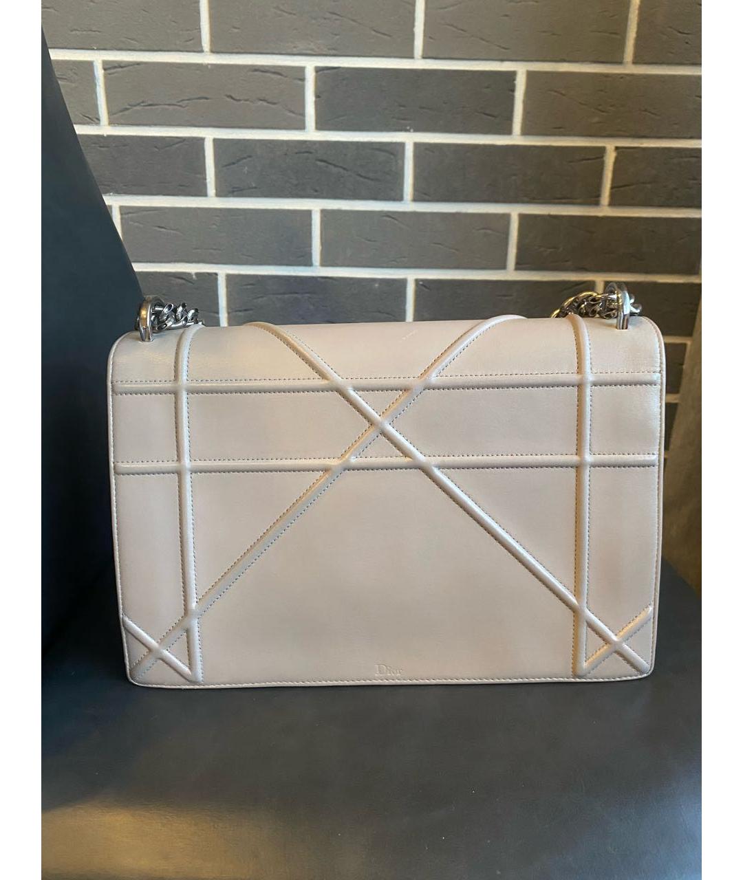 CHRISTIAN DIOR Бежевая кожаная сумка через плечо, фото 3